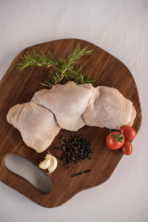Farmer Max Chicken Thighs (skin on, bone in, frozen) - 500g